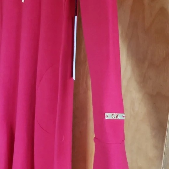 Calvin Klein Red and Gold Logo Studded Long Sleeves Hooded Dress Plus Size 3X - Picture 9 of 13